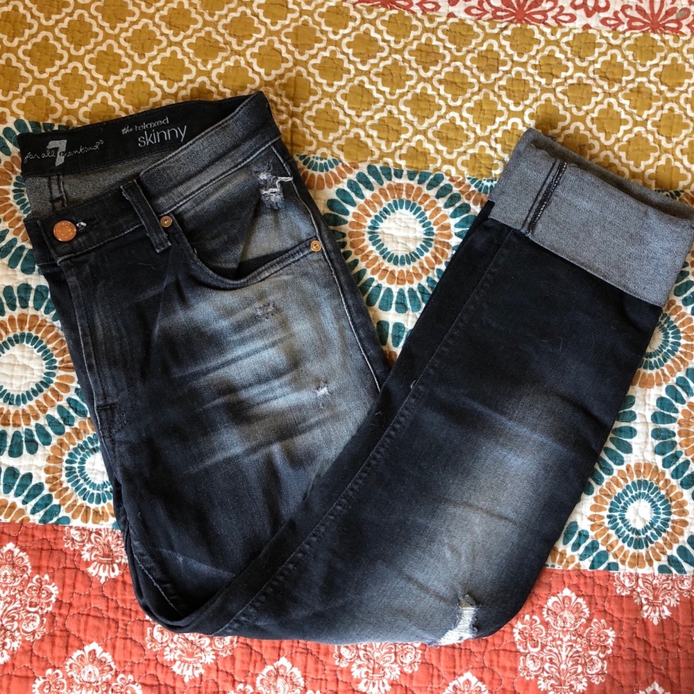 7 For All Mankind black washed boyfriend Jean